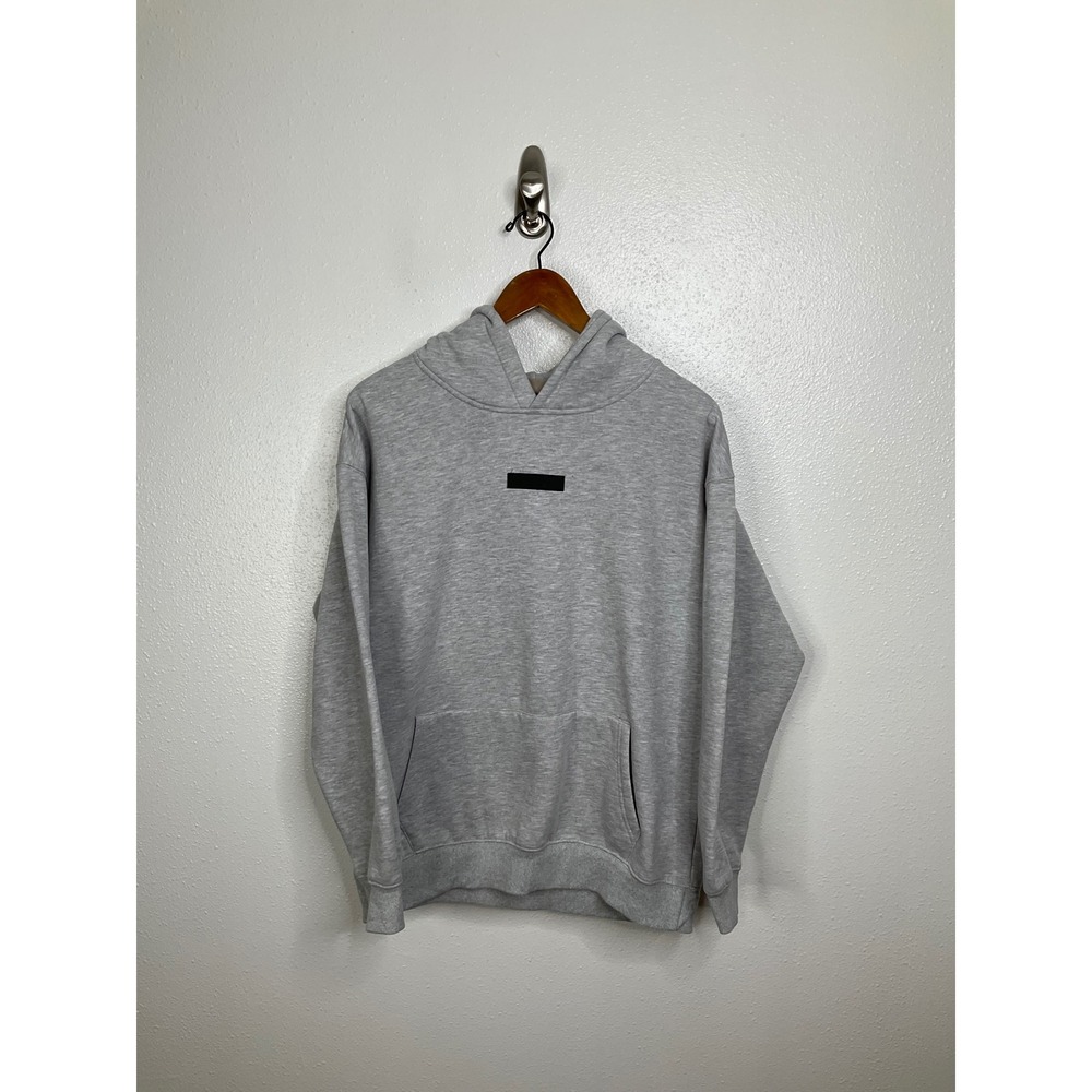 Fear of God Essentials Hoodie Heather Grey Boxy Logo‎ Pullover Mens Size S